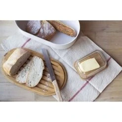 Beurrier Verre Bambou Avec Couteau -Cuisine Fournitures Magasin 844002 2 1 Beurrier verre bambou avec couteau Pebbly