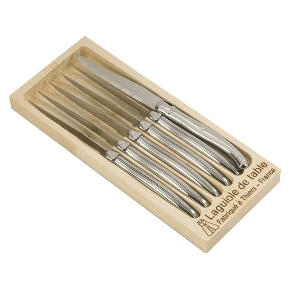6 Couteaux Laguiole Tout Inox Et Coffret Bois 1 6 Couteaux Laguiole Tout Inox Et Coffret Bois